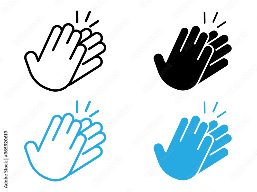 Fototapeta premium Clapping hand icon black and white vector outline sign