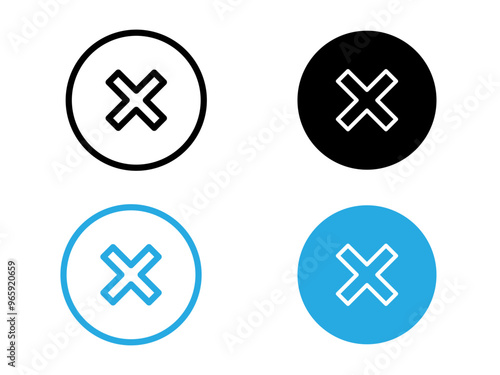 Close button icon black and white vector outline sign