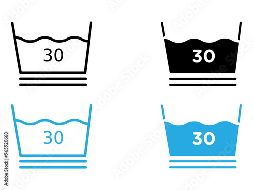 Clothing care icon black and white vector outline sign