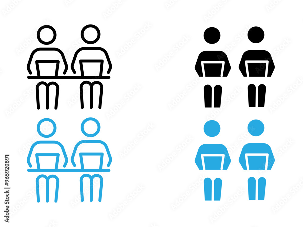 Coworking icon black and white vector outline sign Coworking icon black and white vector outline sign
