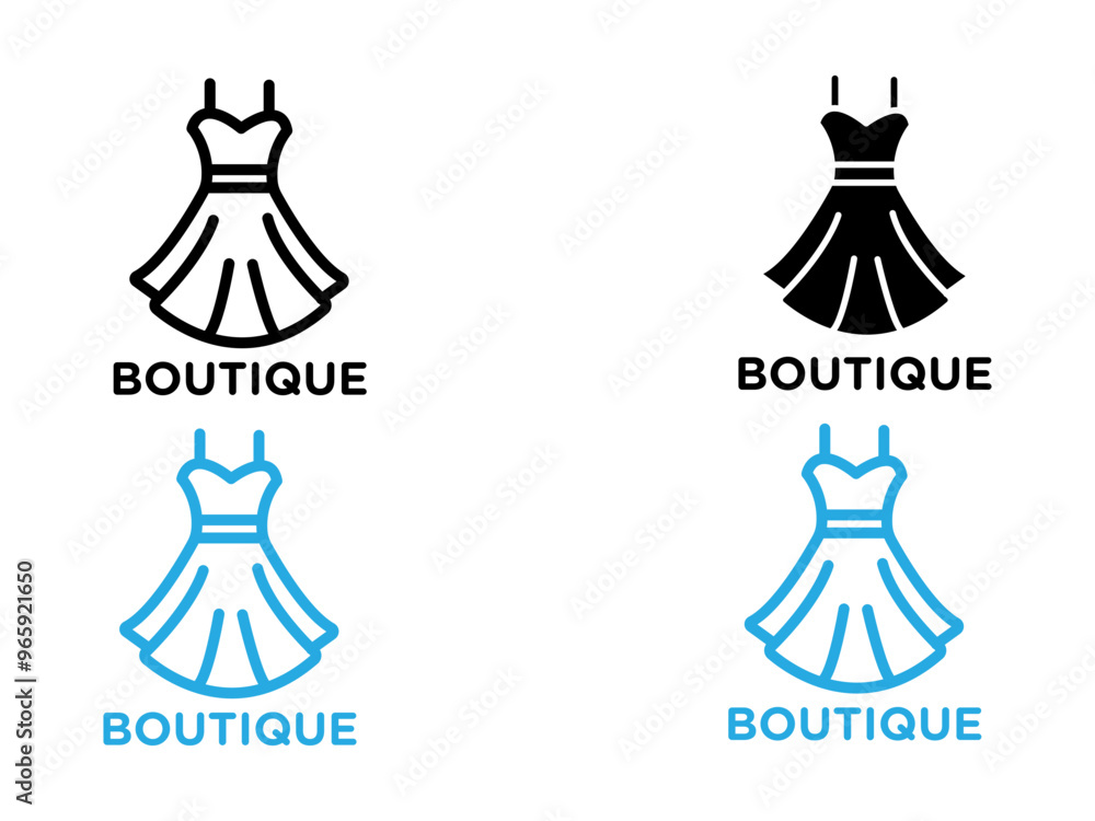 Fototapeta premium Fashion boutique icon black and white vector outline sign