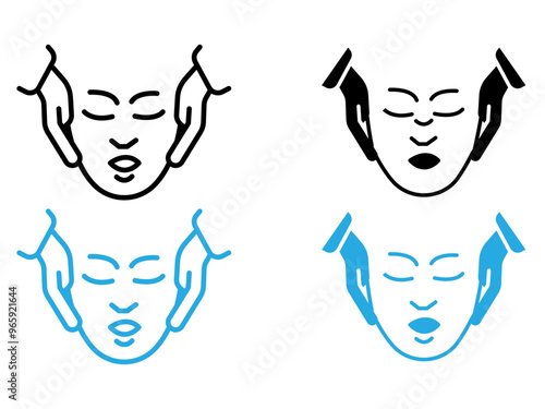 face massage icon black and white vector outline sign