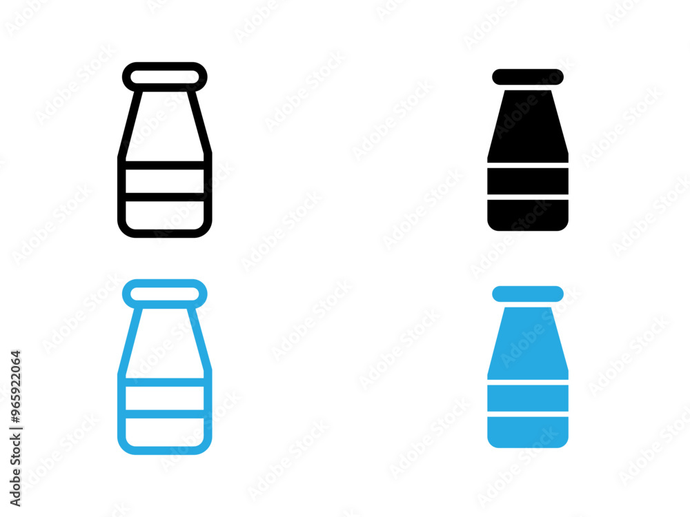 Glass bottle icon black and white vector outline sign Glass bottle icon black and white vector outline sign