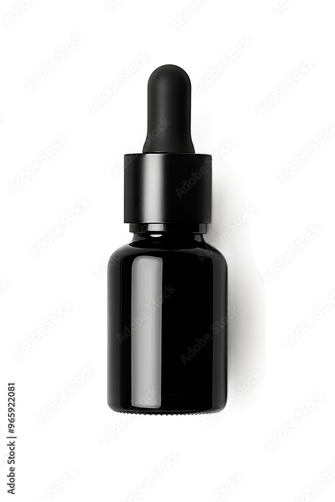 A black glass bottle with a dropper, perfect for essential oils or serums.