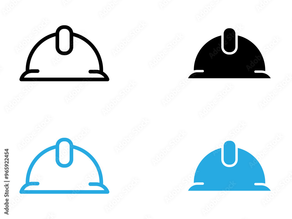 Helmet icon black and white vector outline sign Helmet icon black and white vector outline sign