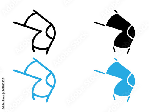Knee Orthopedic Brace icon black and white vector outline sign