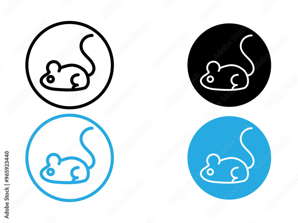 Mouse animal icon black and white vector outline sign Mouse animal icon black and white vector outline sign