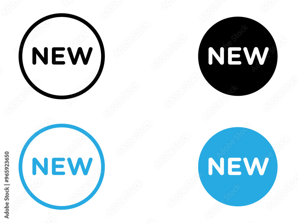 New symbol icon black and white vector outline sign New symbol icon black and white vector outline sign