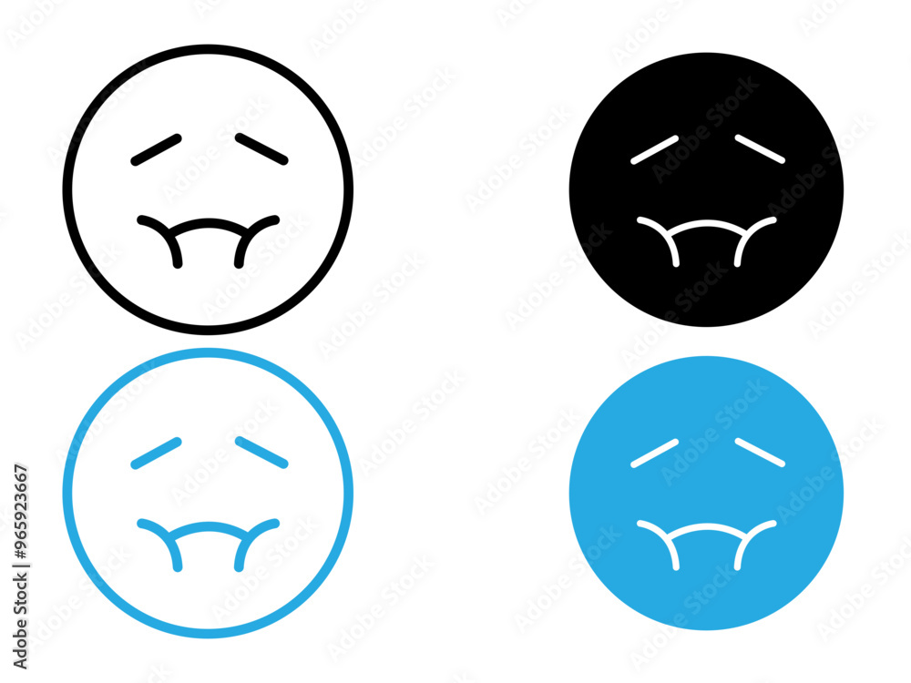 Nausea icon black and white vector outline sign Nausea icon black and white vector outline sign