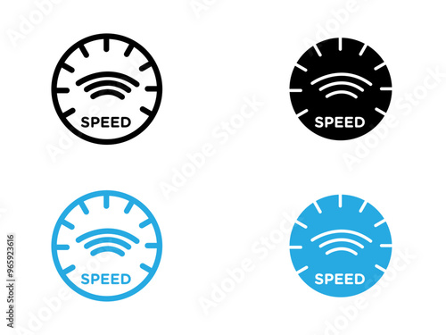 Network speed test icon black and white vector outline sign