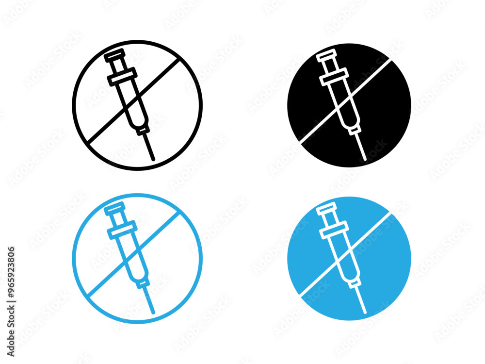 No vaccine icon black and white vector outline sign No vaccine icon black and white vector outline sign