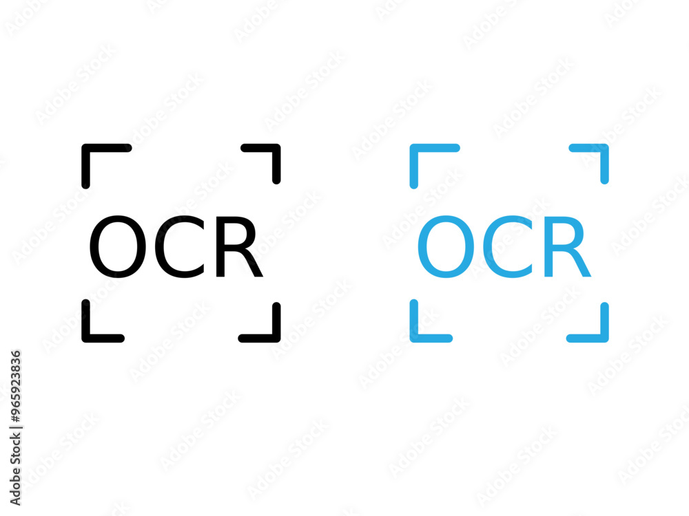 OCR icon black and white vector outline sign OCR icon black and white vector outline sign
