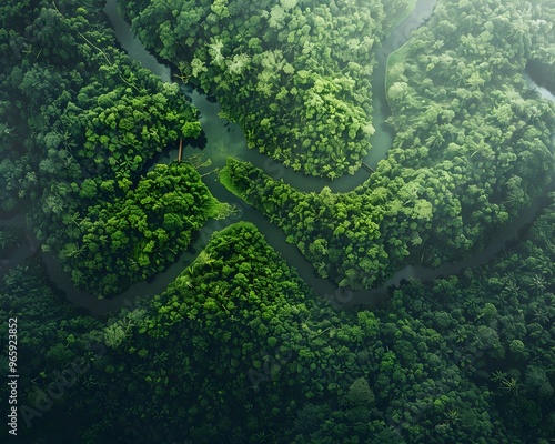 Lush Amazon Rainforest Canopy Aerial View Highlighting Earth s Natural Beauty and Biodiversity