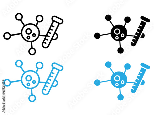 PCR test icon black and white vector outline sign