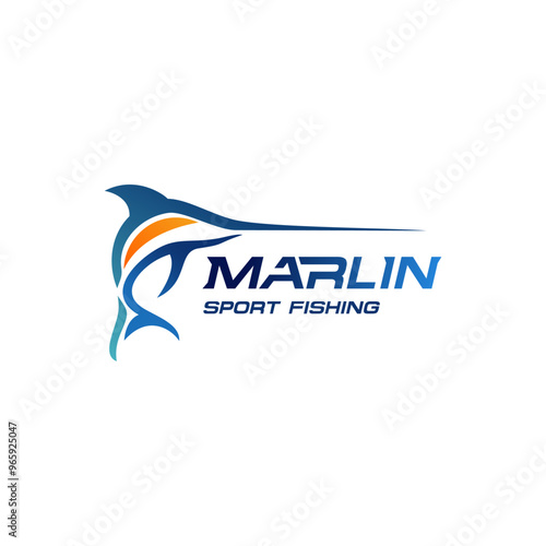 Blue Marlin Logo. Unique and fresh marlin Vector logo template. great to use to your blue marlin fishing activity
