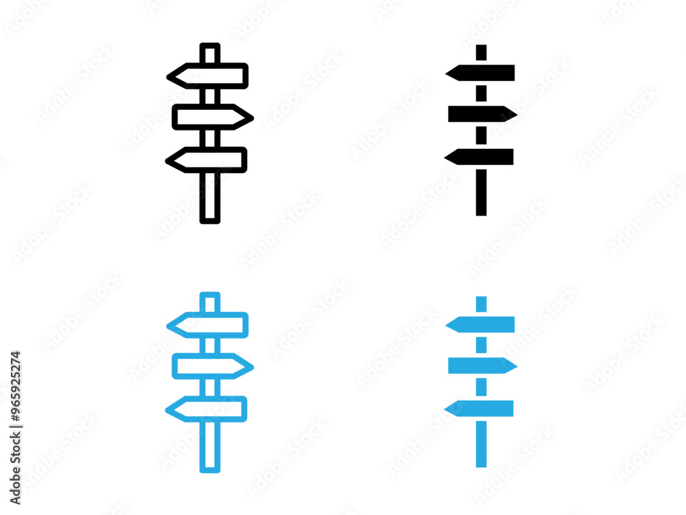 signpost icon black and white vector outline sign signpost icon black and white vector outline sign