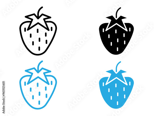 strawberry icon black and white vector outline sign