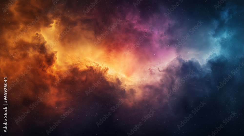 Fototapeta premium A colorful space background with orange and blue clouds