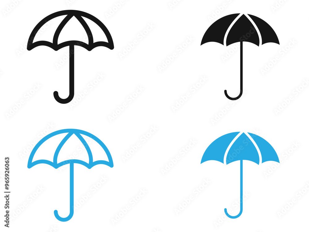 Umbrella icon black and white vector outline sign Umbrella icon black and white vector outline sign