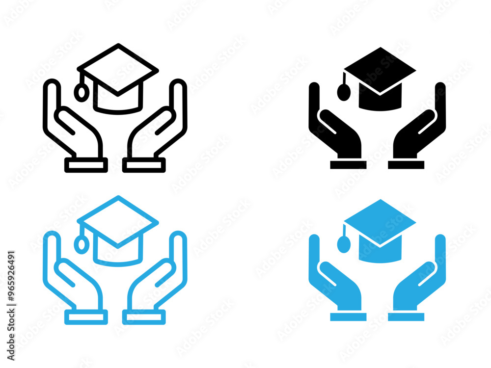 Accessible or free education icon black and white vector outline sign Accessible or free education icon black and white vector outline sign