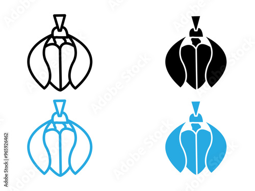 Ylang ylang icon black and white vector outline sign