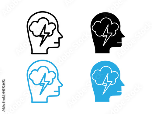 Anxiety icon black and white vector outline sign