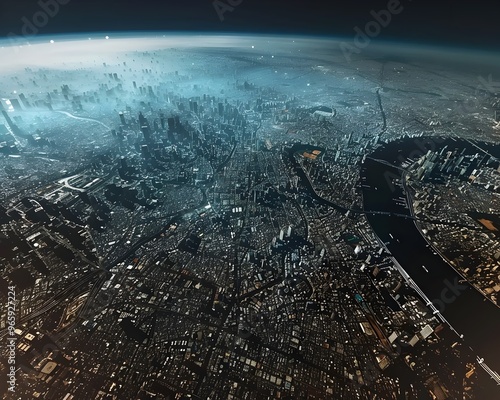 Sprawling Cityscape of Tokyo from Above Highlighting Human Urbanization and Planet Earth Concept