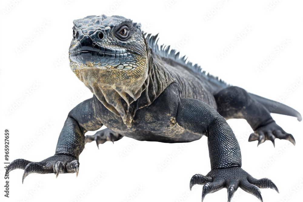 Ultra realistic uhd photo of giant marine iguana on white Ultra realistic uhd photo of giant marine iguana on white