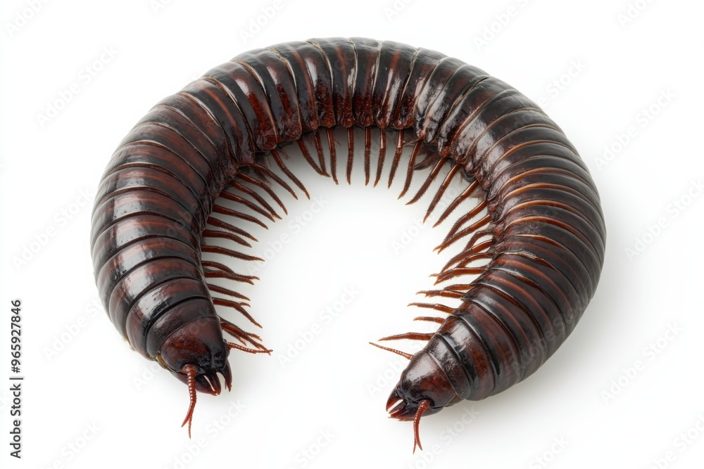 Ultra realistic uhd photo of giant millipede on white Ultra realistic uhd photo of giant millipede on white