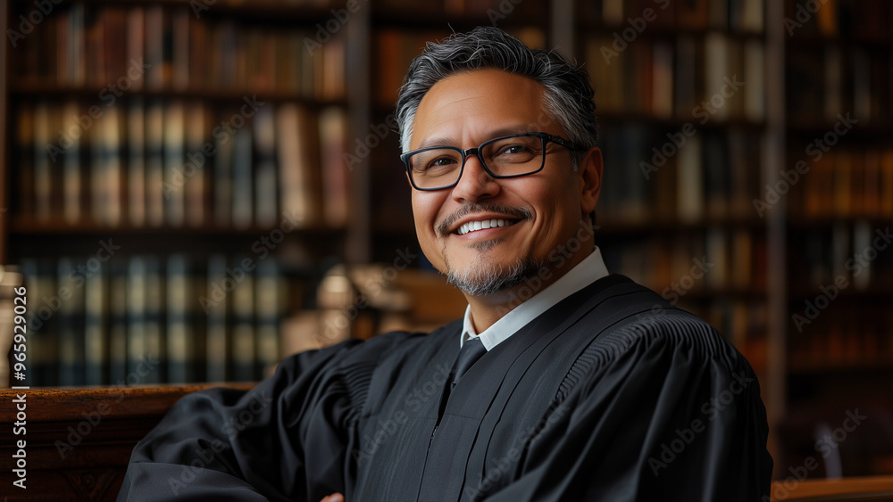 Latino Hispanic Man Judge - judge, smiling, library, books, law, judiciary, legal, robes, glasses, courtroom, profession, authority, justice, court, male, interior, wisdom, scholar Latino Hispanic Man Judge - judge, smiling, library, books, law, judiciary, legal, robes, glasses, courtroom, profession, authority, justice, court, male, interior, wisdom, scholar