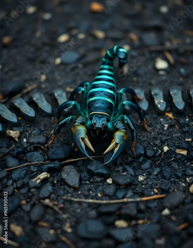 scorpion on black background photo