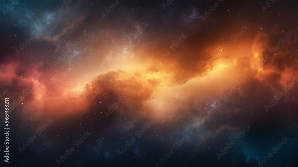 A space background with a lot of stars and a yellowish orange cloud A space background with a lot of stars and a yellowish orange cloud