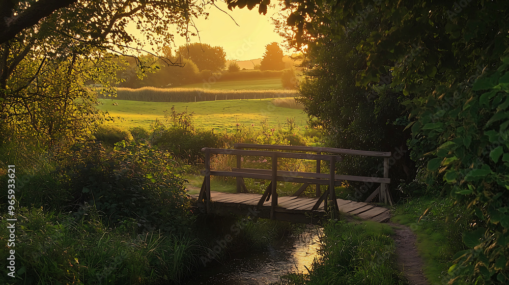 Golden Sunset at the Countryside Bridge Golden Sunset at the Countryside Bridge