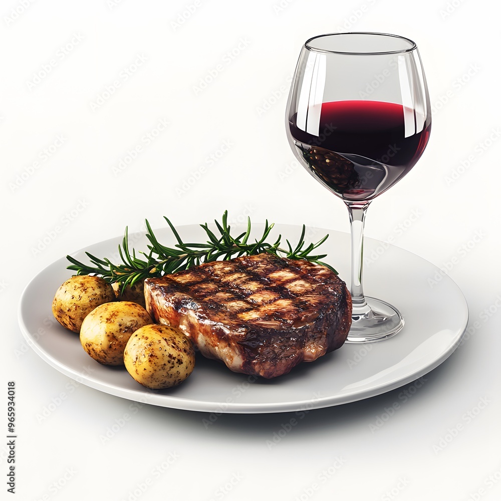 Grilled Steak with Red Wine Potatoes and Rosemary Grilled Steak with Red Wine Potatoes and Rosemary