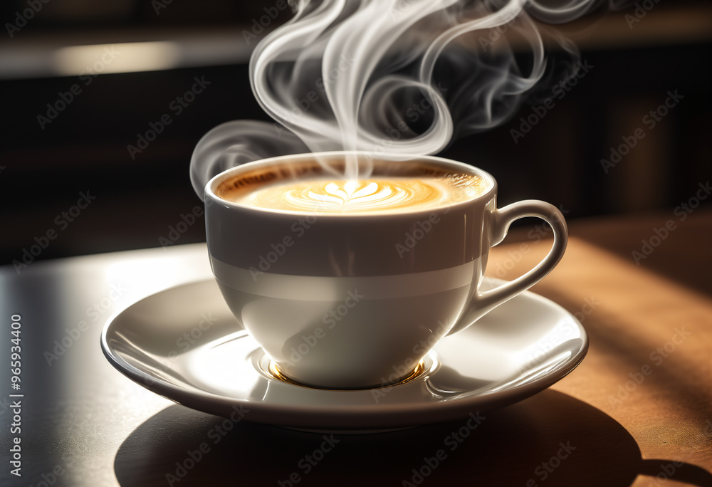 Aromatic cup of coffee with smoke. Generative AI Aromatic cup of coffee with smoke. Generative AI