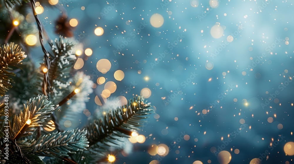 minimalist holiday scene with outoffocus string lights creating bokeh effect cool blue background adds serene winter atmosphere to the sparkling illumination minimalist holiday scene with outoffocus string lights creating bokeh effect cool blue background adds serene winter atmosphere to the sparkling illumination