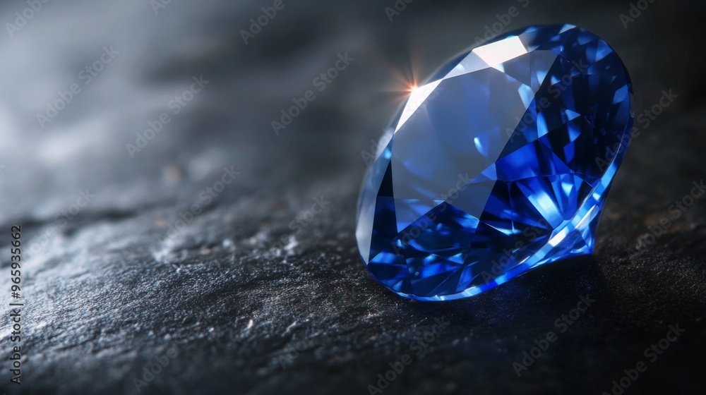 Close-up of a radiant blue sapphire gemstone with sparkling facets, set against a dark background. Concept of luxury, beauty, and precious stones. Close-up of a radiant blue sapphire gemstone with sparkling facets, set against a dark background. Concept of luxury, beauty, and precious stones.