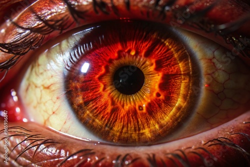 A close-up portrait of a single eye, showcasing intricate details like the iris, pupil, and eyelashes. photo