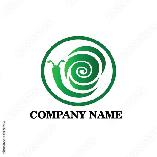 Green snail logo illustration. Perfect for industries logos, company logos, etc photo