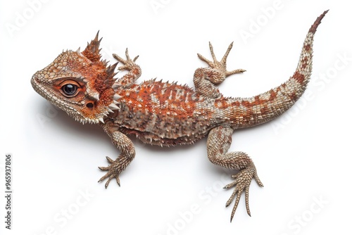 Ultra realistic UHD photo of thorny devil lizard on white plain