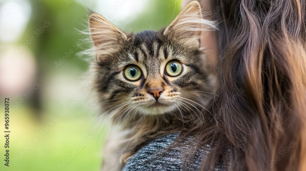A close up of a person holding a cat A close up of a person holding a cat