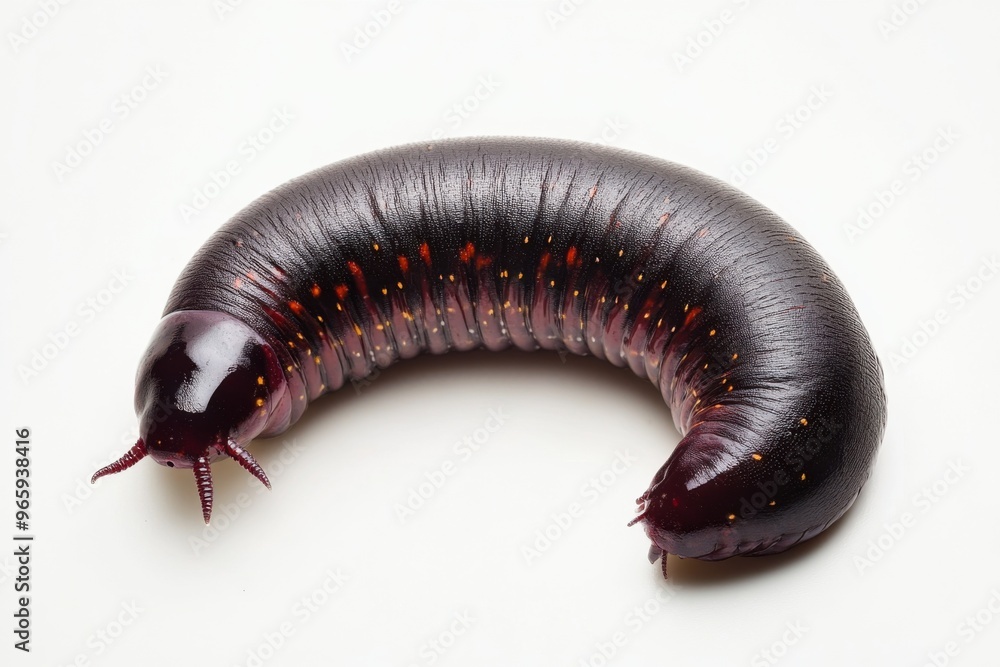 Ultra realistic uhd photo of velvet worm on white plain Ultra realistic uhd photo of velvet worm on white plain