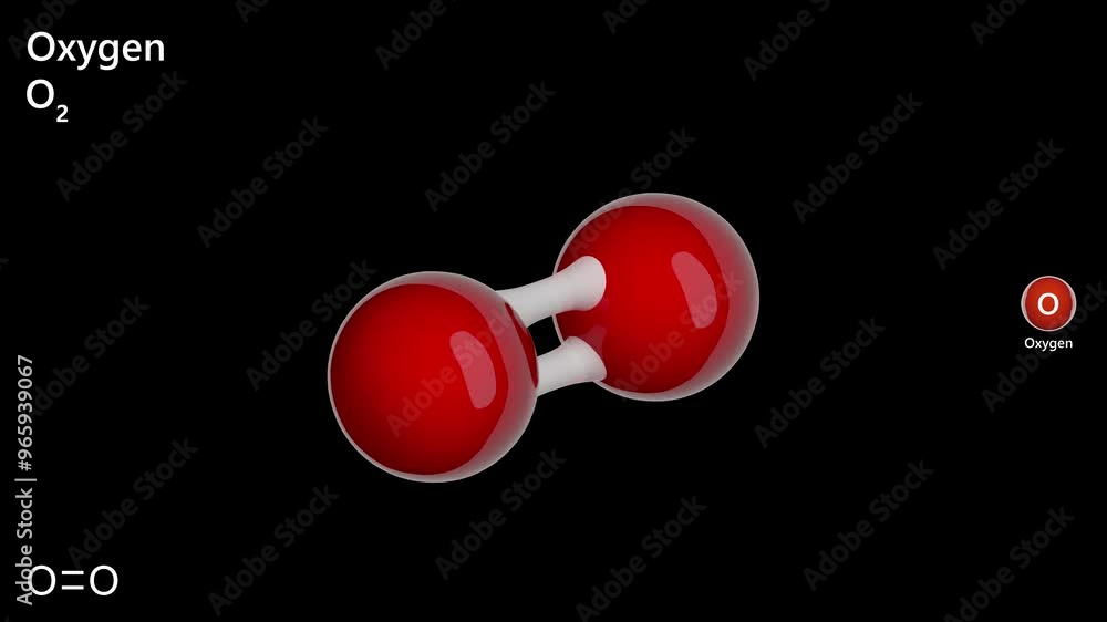 O2 Molecule Real The video shows the chemical structure and 3d model of the oxygen ...