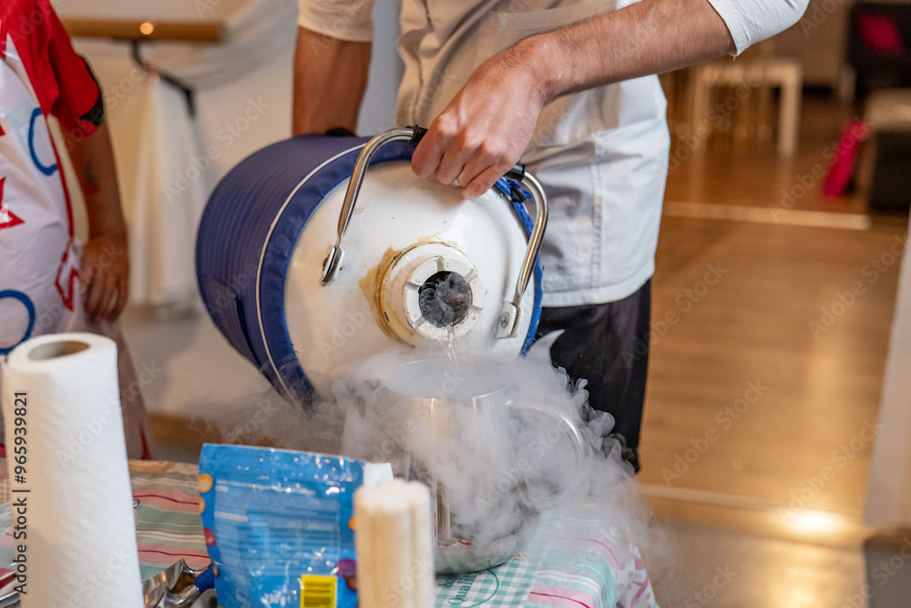 cooling ice cream with liquid nitrogen