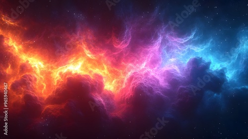 Abstract backdrop featuring vivid fractal lightning in a range of colors, creating a dynamic and eye-catching design. 3D realistic rendering highlights the striking, popular elements of the wallpaper.