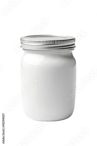 White glass jar with a silver lid, perfect for storing your homemade goodies.