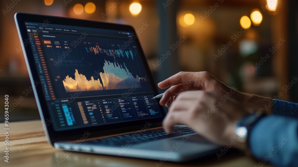 Detailed view of a laptop screen with engaging SEO statistics Detailed view of a laptop screen with engaging SEO statistics