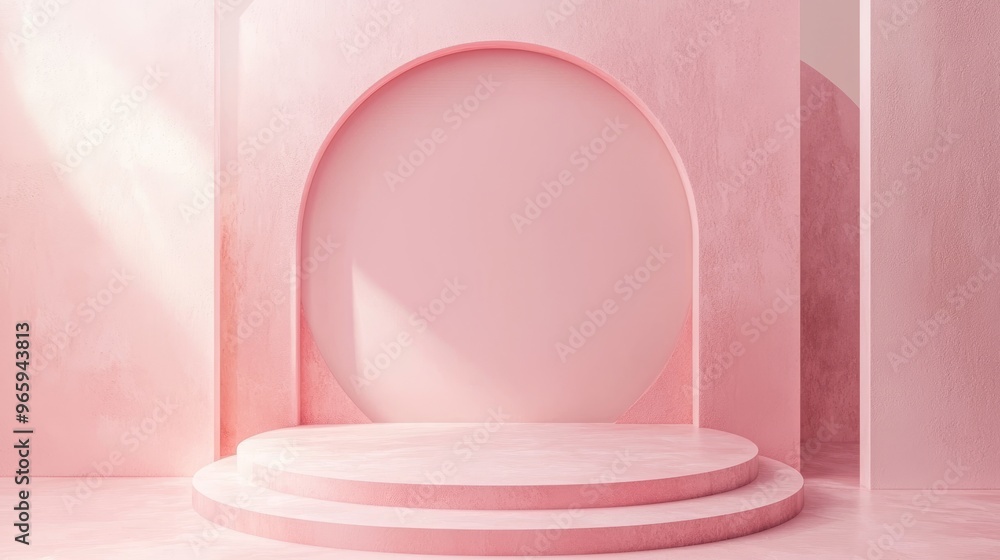 Rose Quartz Crystal Minimalistic Product Display Podium. Rose Quartz Crystal Minimalistic Product Display Podium.