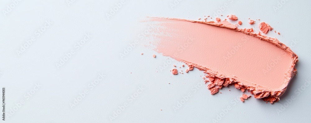 Peach blush makeup swatch spread across a white surface, showcasing rich texture and color vibrancy, ideal for cosmetics branding and beauty visuals Peach blush makeup swatch spread across a white surface, showcasing rich texture and color vibrancy, ideal for cosmetics branding and beauty visuals
