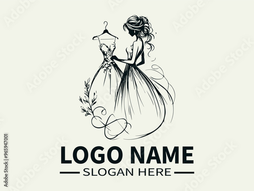 Elegant Bride Logo Design, Wedding Dress, Bridal Boutique, Wedding Planner, Dream Wedding